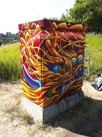 WUFU mural, street art, visual artist Wil Yee